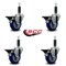 Service Caster 3.5'' Blue Poly Swivel 1'' Expanding Stem Caster Set with Brake, 4PK SCC-EX20S3514-PPUB-BLUE-PLB-1-4 - alternate 4